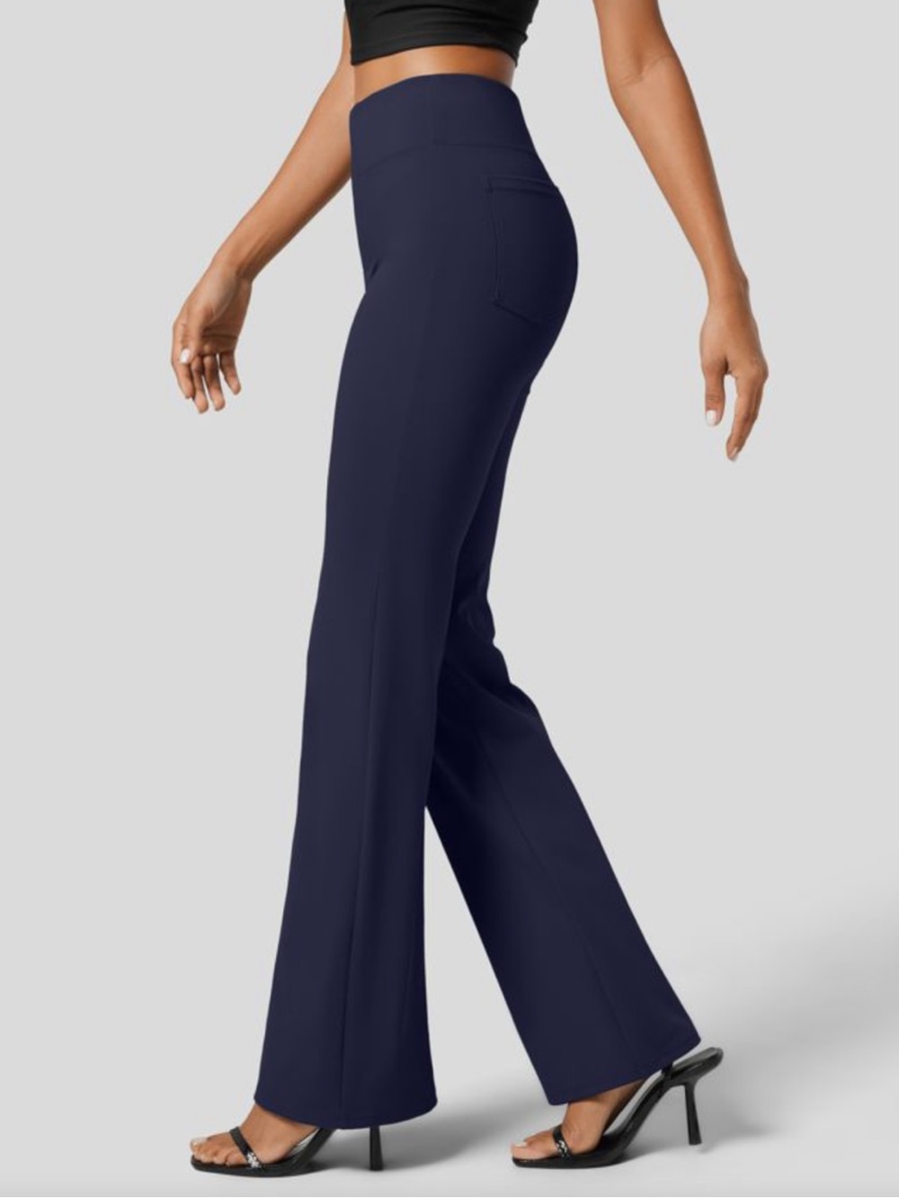 Halara Flex High Waisted Back Side Pocket Slight Flare Work Pants Navy Size XS - Picture 4 of 11
